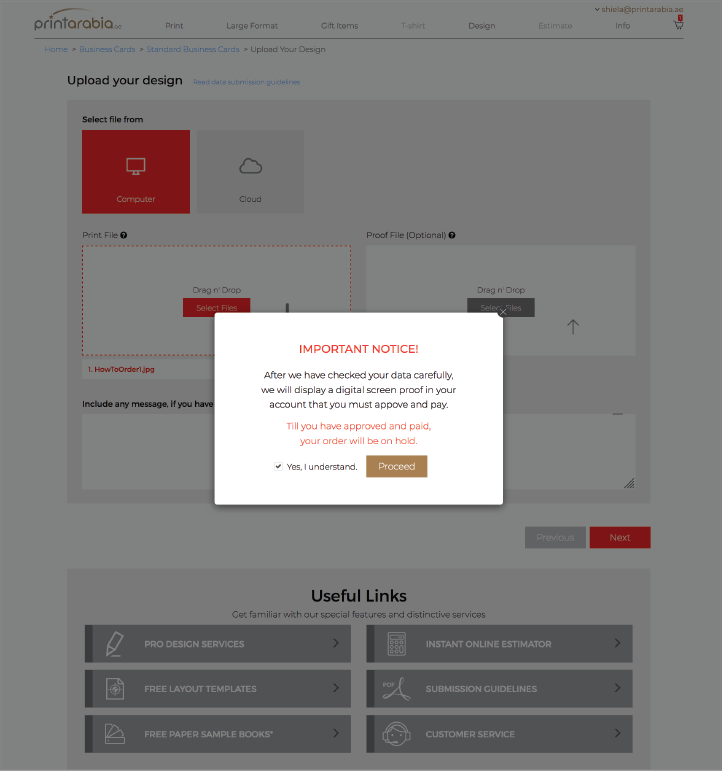 How To Order Online - Check mark, and proceed